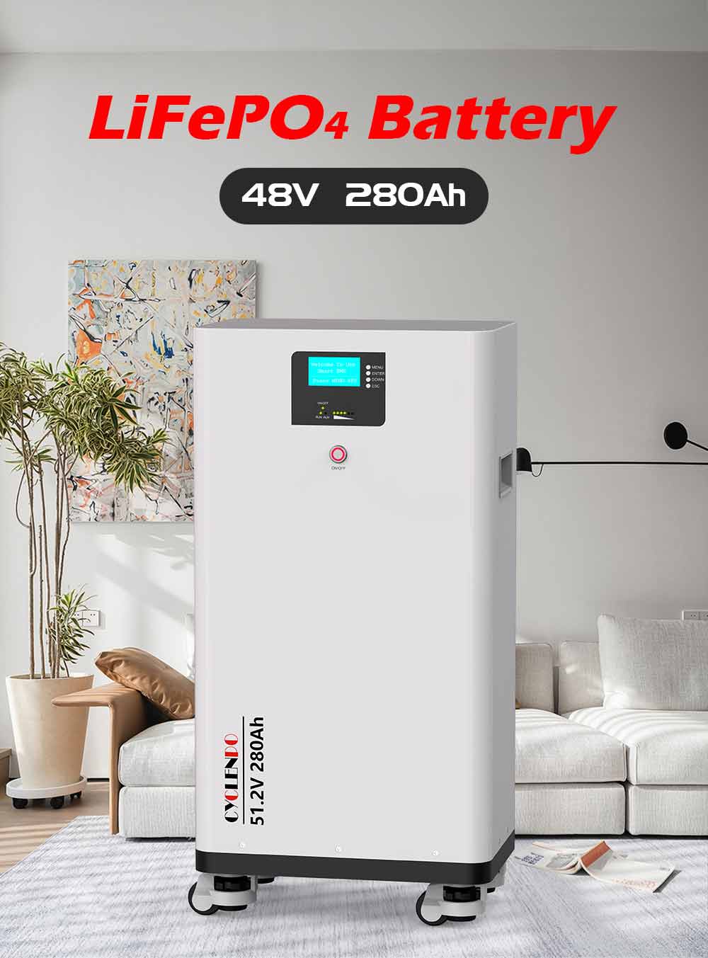 Lithium Home Battery 10KWH, 51.2V 200Ah Lithium Battery, Off Grid Use